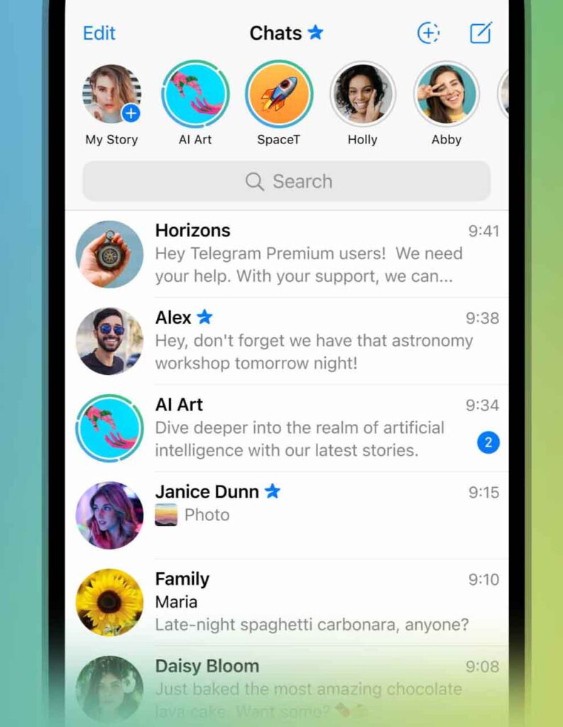 Telegram Share your Posts in Stories